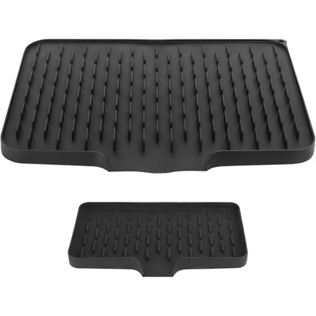 Silikon Oppvaskmatte, Vaskematte, Sklisikker Vaskematte, Kjøkkenmatte for Kjøkkenbenk (40 x 33 cm, 24,5 x 13,6 cm)