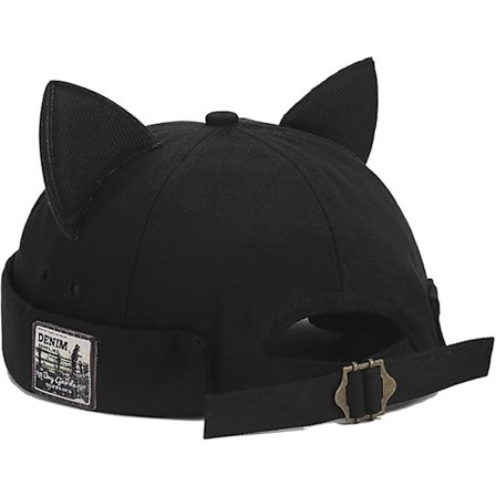 Kvinnors Kattöron Mössa Söt Docker Mössa Brättefri Skulmössa Seglarmössa Rullad Manschett Retro Mössa