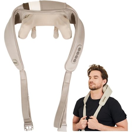 Nakke- og skuldermassasje med varmebehandling - Dypvevsmassasjepute for muskelsmerter R Khaki