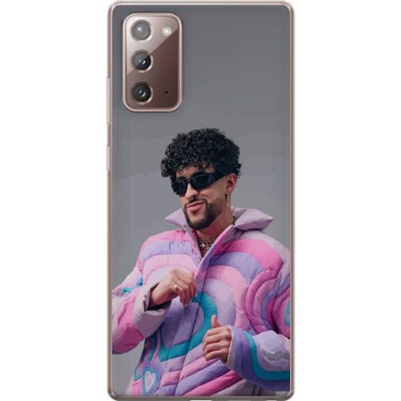 Kompatibel Mobilcover til Samsung Galaxy Note20 Farverig illustration af et trist hjerte på stranden med palmer, delfiner og solnedgang i retrosk kuns