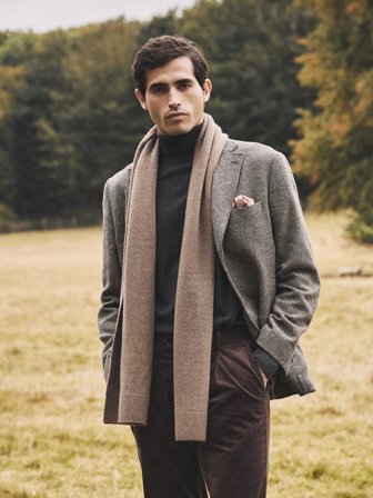 John Henric Men's Mittelbrauner Gestrickter Schal Size Onesize