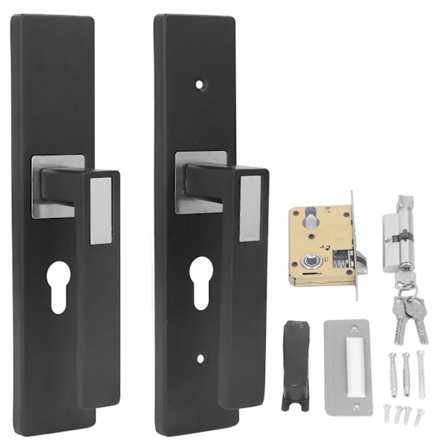 Inomhus Lågt Ljud Aluminiumlegering Sovrumshandtag Lås med 3 Nycklar Svart Silver