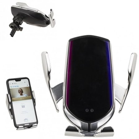 Mobilholder med Trådløs QI-lader - Holder til Bil Svart