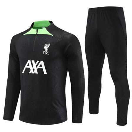 Liverpool Långärmad Fotbollströja Säsong 23-24 för Vuxna och Barn - Uppvärmningströja med Halvdragning - Svart XXL black XXL