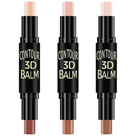 Highlight & Contour Stick med dobbelt ende Make up Concealer Kit til 3D-ansigtsformning Kropsformning Make up Sæt 3 stk.