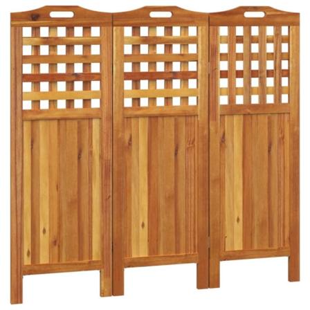 vidaXL Rumsavdelare 3 paneler 121,5x2x115 cm massivt akaciaträ Brun