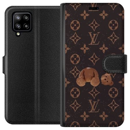 Kompatibel Tegnebogsetui til Samsung Samsung Galaxy A42 5G Luksuriøst monogrammønster med knust bamse i mørk modeæstetik
