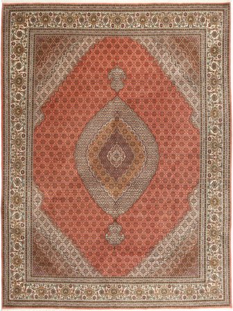 Tabriz 40 Raj Rug 300X405 Brown/Orange Large Wool, Persia