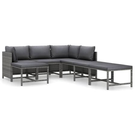 Vidaxl Loungegrupp För Trädgården Med Dynor 7 Delar Konstrotting Grå