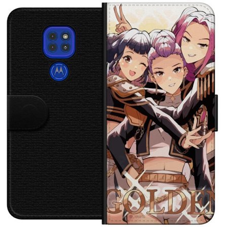 Kompatibelt Plånboksfodral till Motorola Motorola Moto G9 Play K-Pop Demon Hunters guld svart anime trio kpop e-sport inspirerad design kraftfull sti