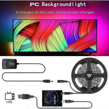 LED TV Bakgrundsbelysning, TV Strip Belysning, TV-skärm och PC-skärm, TV Bakgrundsbelysning 3m, 30 Lampor Per Meter-Perfekt