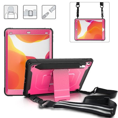 Blank yta fodral för iPad Pro 9.7 tum Air 2 med avtagbar axelrem, justerbart stativ, förvaringsbar miniväska, fullständigt skyddande fodral