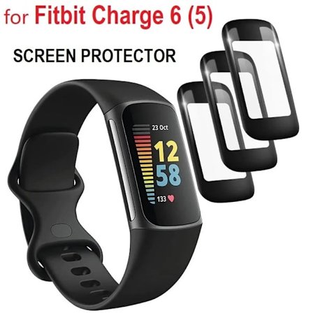 3-pack 3D Böjd Kant Skärmskydd för Fitbit Charge 6 / Charge 5 Smartklocka Full Täckning Mjuk Skyddsfilm Ej Glas