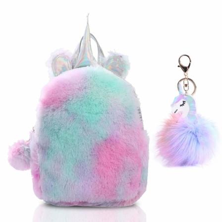Galaxy Unicorn Pige Skoletaske Plys Rygsæk Børn Lynlås Let Rygsæk (One Size)