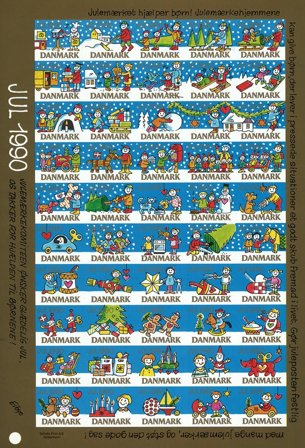 Danmark - julmärkeark 1990 - Utakket - Ufoldet