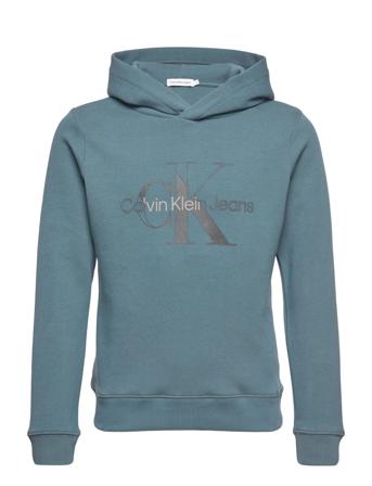 Reflective Monogram Logo Hoodie Hoodie Blå Calvin Klein