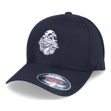 Iconic - Svart flexfit Caps - Mushrooms Flying High Black Flexfit @ Hatstore