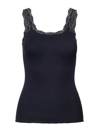 Silk Top W/ Lace Blue Rosemunde