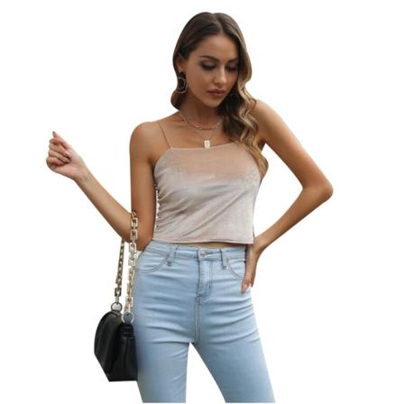 Sexiga Camisole-linnen i sammet för kvinnor khaki XL