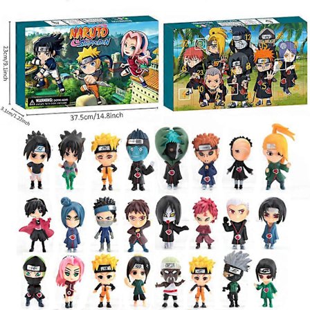 Julekalender med nedtelling til jul 2024 - Naruto Mini-figurer, dukker, leker, gave til barn