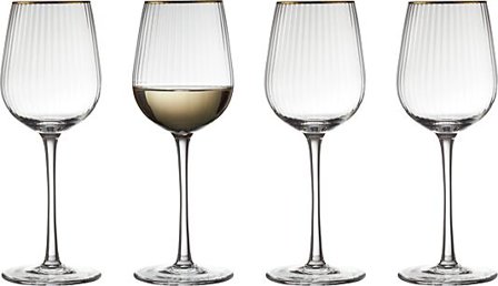 LYNGBY GLAS HVITVINSGLASS PALERMO GOLD 30 CL 4 STK.