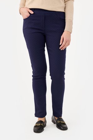 BRANDTEX - 7/8 Bukser - Navy - Mønstret