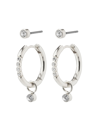 Elna øreringer 2 i 1 sett. Sølvbelagt