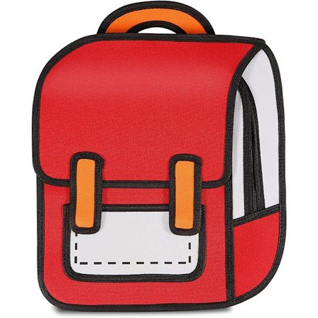 reppu hyppytyyli 2D-piirustus koulutarvikkeet hauska päiväreppu