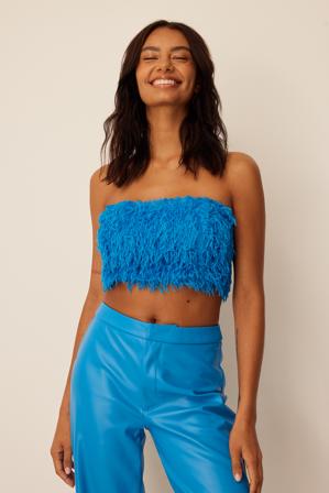 NA-KD Party Haut en fausse fourrure - Tops habillés - Bleu - XX-Small