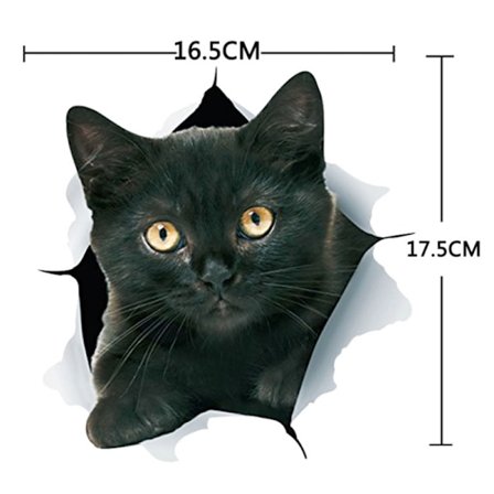 1 stk. (se svart katt [16,5*17,5cm]) 3D katteveggklistremerker - Funn