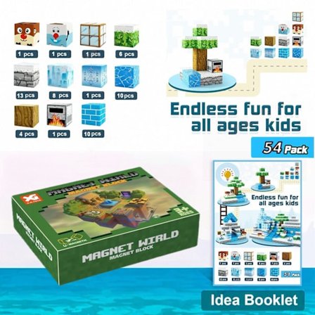 M1neCreftOOOO magnetisk kub byggkloss modell leksak adventspresent, julklapp pojkar och flickor speltillbehör [Amazon Ice] 54 bitar