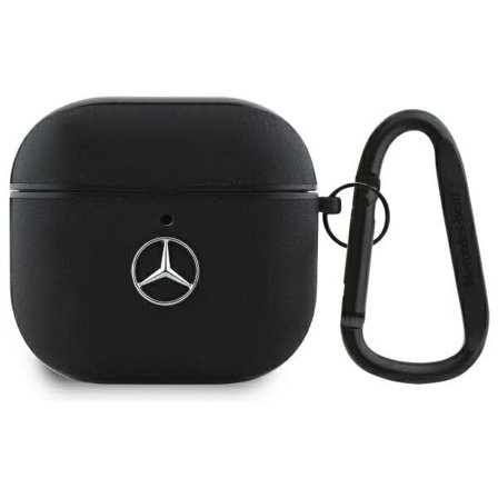 Mercedes MEA4CSLBK AirPods 4 cover sort/sort Læder Metal Logo