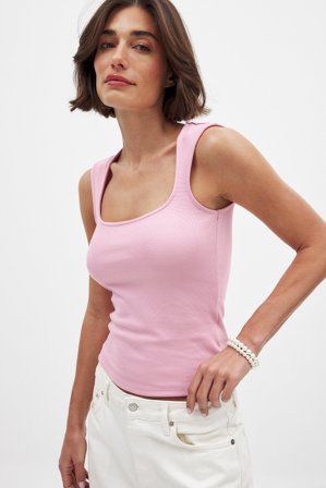 NA-KD Haut sans manches en maille - Top basique - Rose - L