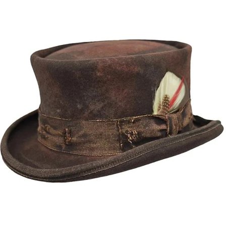 Keskikorkea punainen silinterihattu, unisex, steampunk-hattu, lierihattu, villahuopa päällä