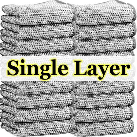 60/5 stk. Ståltråd Magisk Opvaskeklud Rengøring Fortykket Dobbeltsidet Metaltråd Klud Køkken Opvask Pot Vask Håndklæde Skurepuder Single Layer 20PCS