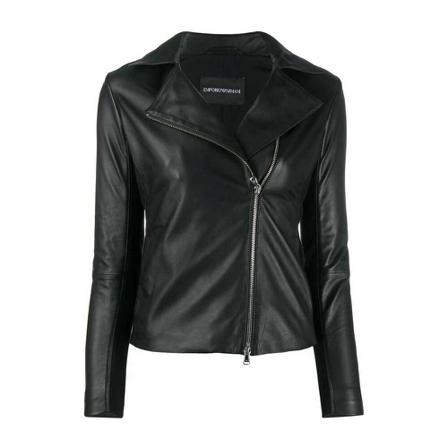 Emporio Armani Leather Jakke Sort, Dame