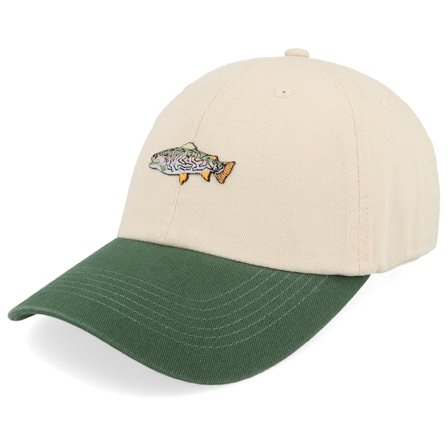Skillfish - Beige unconstructed Caps - Tiny Rainbow Trout Stone Washed Stone/Green Dad @ Hatstore