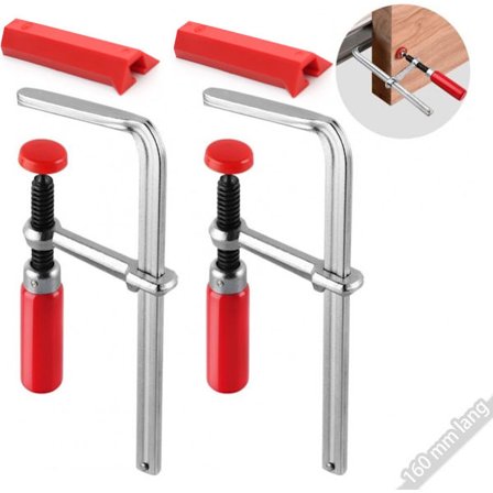 2 kpl Ohjainkiskon puristin 160x60 mm MFT-ohjainkiskolle ja ohjainkiskojärjestelmälle, 220 kg puristusvoima - hitsaukseen, täysteräksinen 