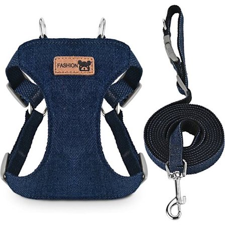 Jeans Hundsele med Koppel Set Stjärnor för Små Mellanstora Hundar Kläder Kappa Teddy Terrier Valp Husdjurstillbehör[D]