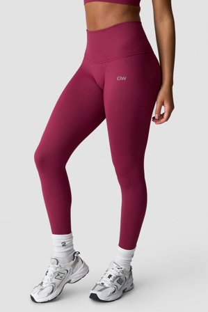 Ribbed Define Seamless Pocket Tights Magenta Rose