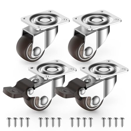25mm Möbelhjul med säkerhetsbroms för tunga laster Total kapacitet på 40 kg för en uppsättning av 4 (2 med broms och 2 utan)