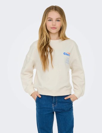 Kids Only Kogphilea Life L/S Ovzfruit Oneck Ub Swt - Cream - 122-128