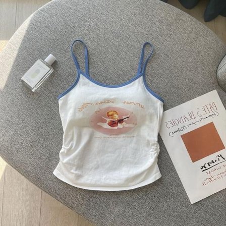 Tecknad söt linne Print Y2k linne VIT