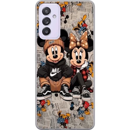 Yhteensopiva Puhelinkuori Samsung Samsung Galaxy A82 5G Sarjakuvamaiset hiirten duo katumuodissa lakki, lenkkarit ja sanomalehti taustalla. Leikkisä