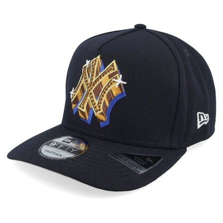 New Era - New York Yankees 9FIFTY Emblem Navy A-Frame Adjustable Blue Cap - MLB @ Hatstore