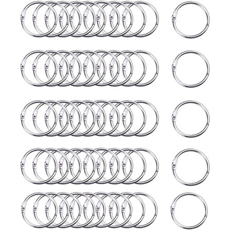 Bokringer Metallringer 50 stk 50 mm Bokbindingsringer for Notatbok Dagbok Fotoalbum DIY Planlegger