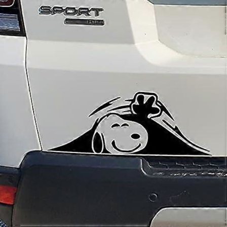 Peeking Snoopy Cartoon Dekal Sticker Vinyl Vattentät Lätt att Applicera på Laptop, iPad, Bil, Lastbil, Båt, Trailer, Fönster, Cartoon 20*7.3CM svart