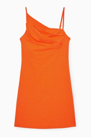 COS Frauen Asymmetrisches Minikleid Mit Drapiertem Oberteil in Orange