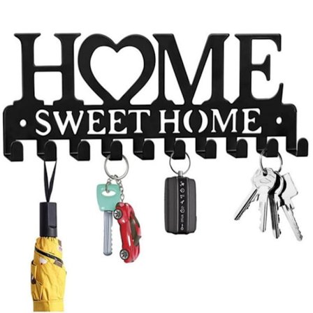 Seinälle kiinnitettävä avaimenperä Black