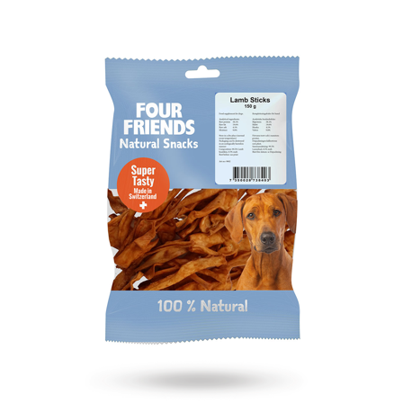 FourFriends Natural Snacks Lamb Sticks 150g - Matskåler, Hundegobiter & Tyggeben til hund & katt på Doggie.no - Hundegodbiter, Tyggebein & matskåler